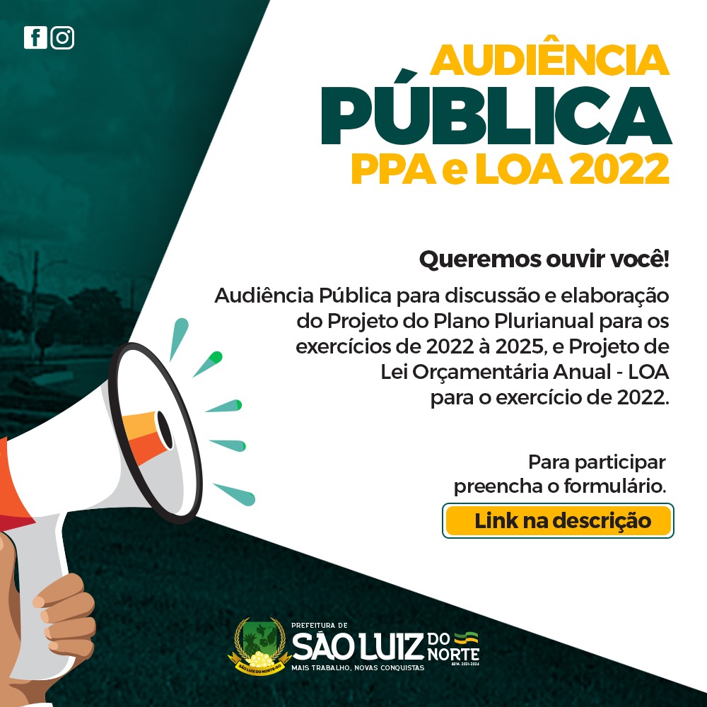 AudiÊncia PÚblica Loa 2022 E Ppa 20222025 Prefeitura De São Luiz Do Norte